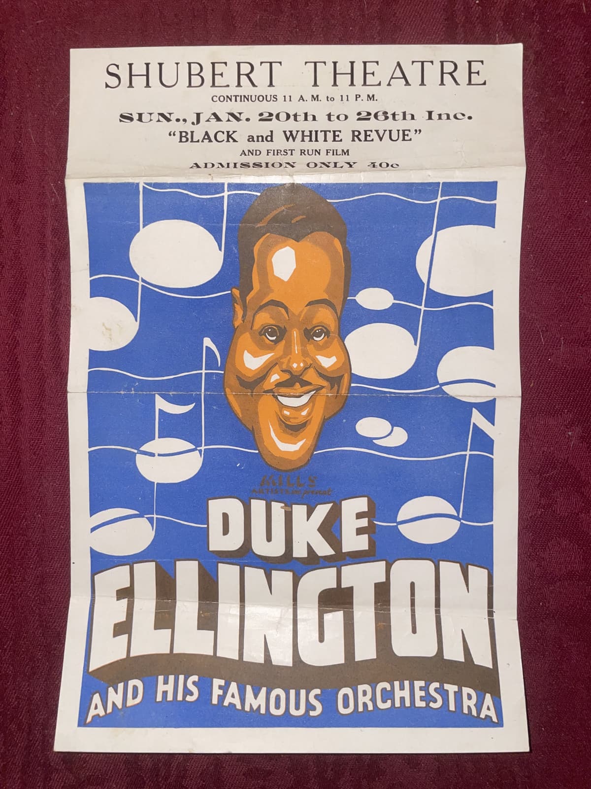 Rare Duke Ellington Vintage & Original 1935 Jazz Concert Handbill Cincinnati Ohio