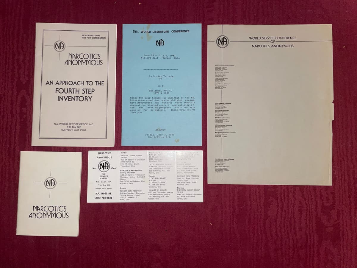 Narcotics Anonymous N.A. Lot of (5) 1976-1981 Pamphlets Booklets 1976-1981 -Drug Addiction Literature